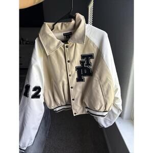 tan varsity jacket